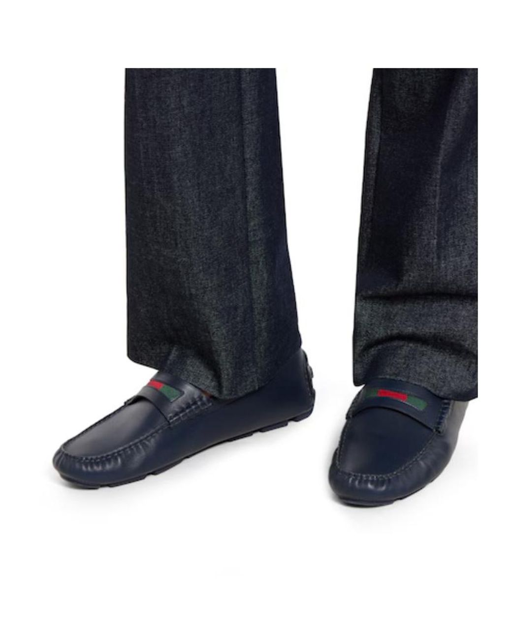 Gucci Blue Web Detailed Slip-On Drivers for men