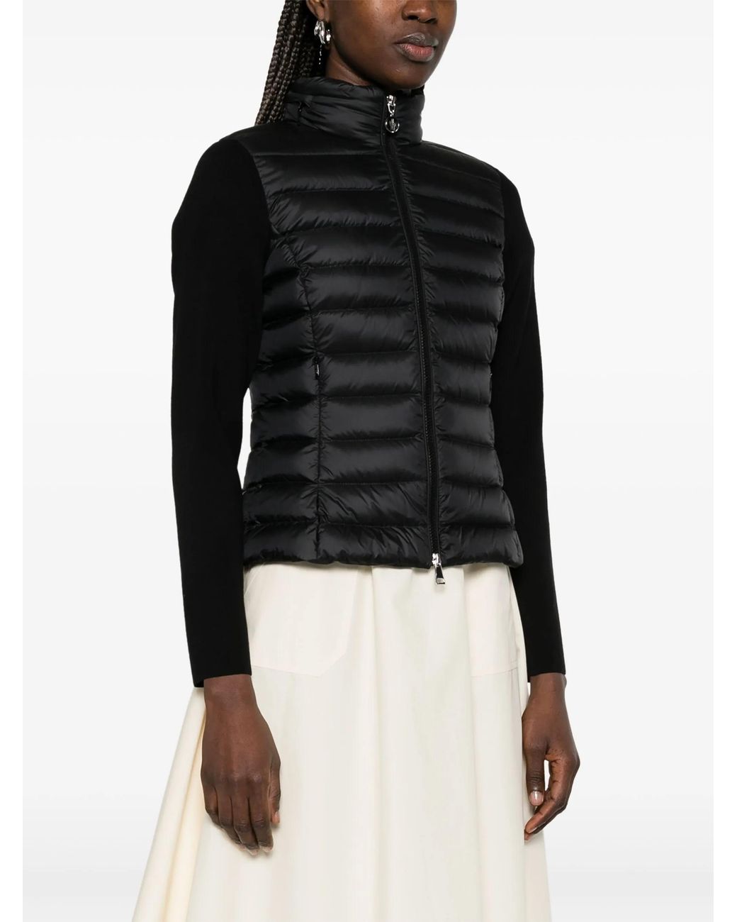 Moncler Black Quilted Zip-Up Cardigan