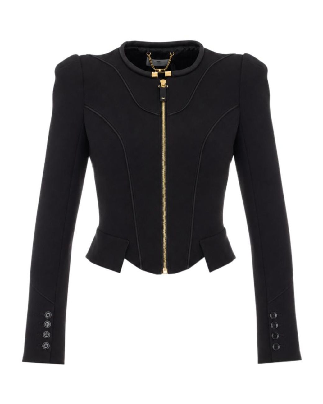 Elisabetta Franchi Black Zip Cropped Jacket