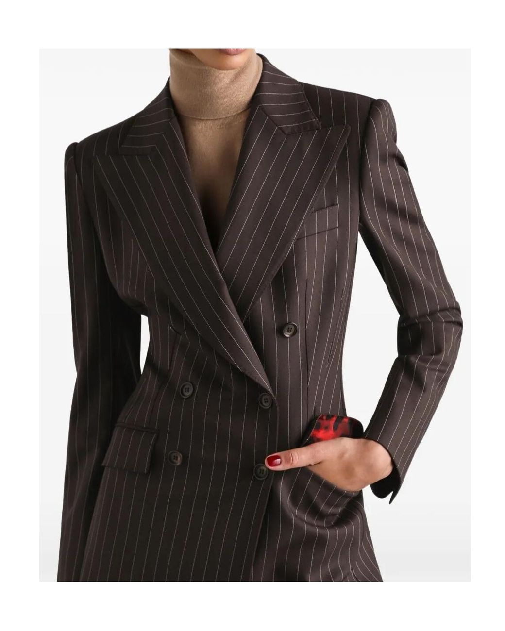 Dolce & Gabbana Black Double-Breasted Pinstriped Blazer