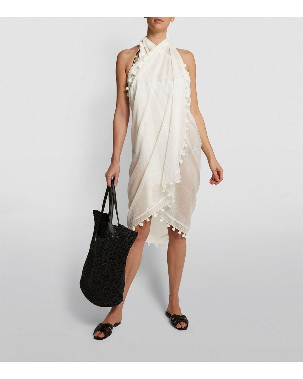 Melissa Odabash White Pareo Tassel Scarf