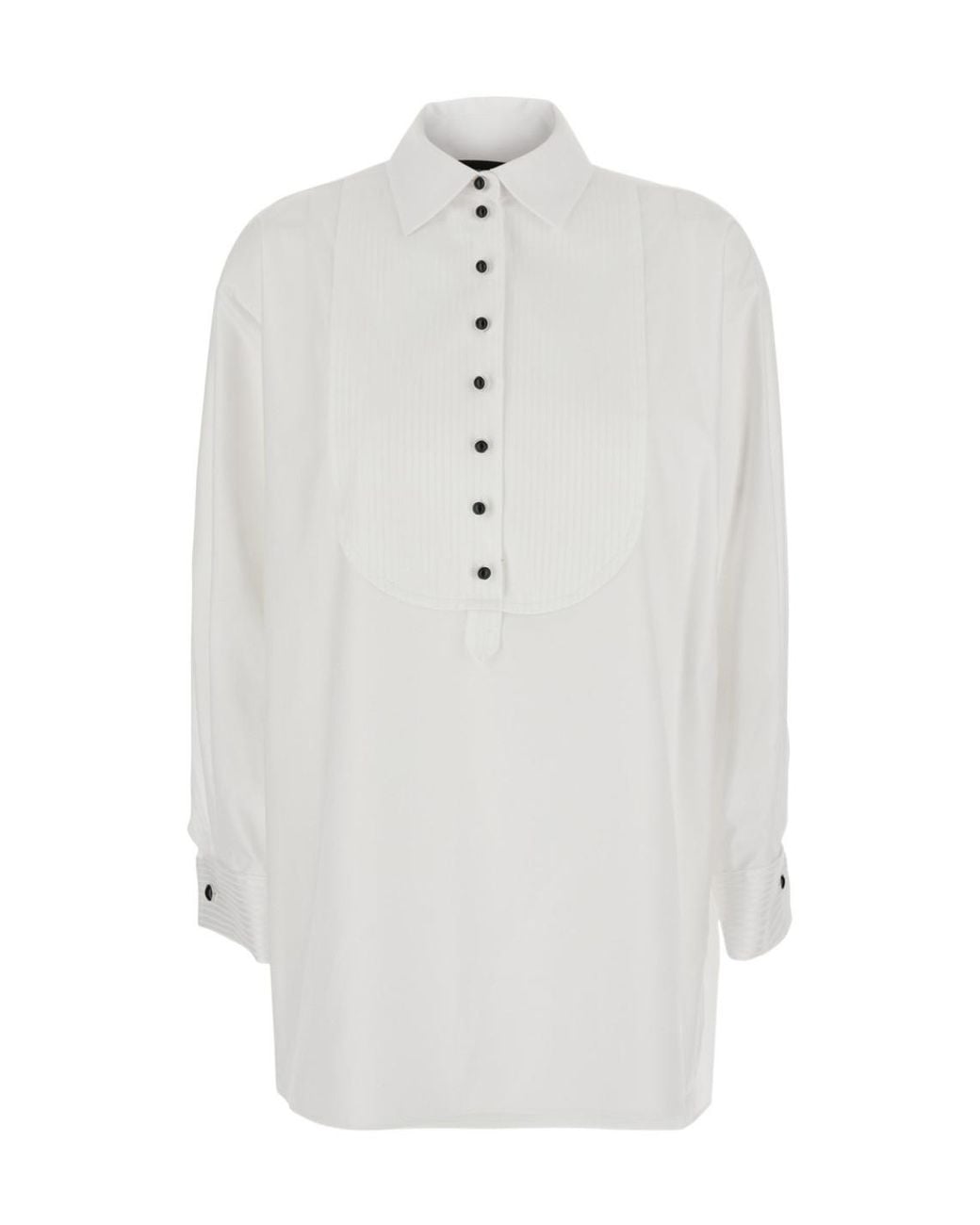 Emporio Armani White Long-Sleeve Collared Shirt