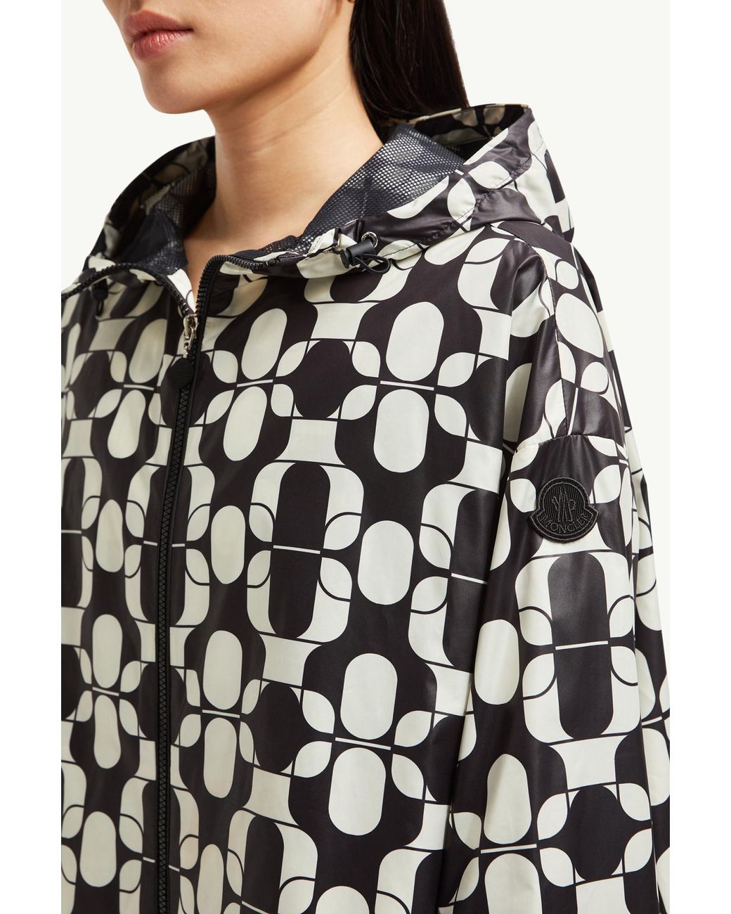 Moncler White Graphic Print Zip-Up Jacket