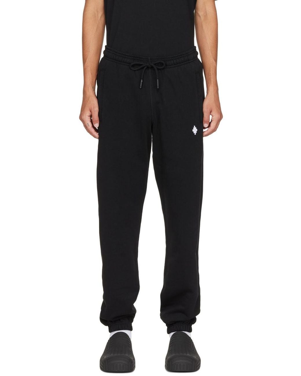 Marcelo Burlon Black Logo Elastic Sweatpants for men