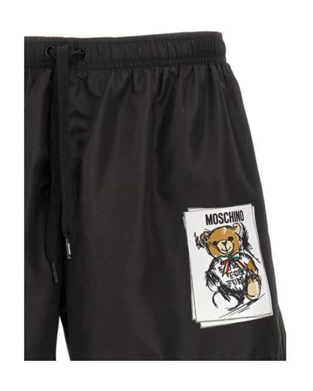 Moschino Black Teddy Printed Swim Shorts for men