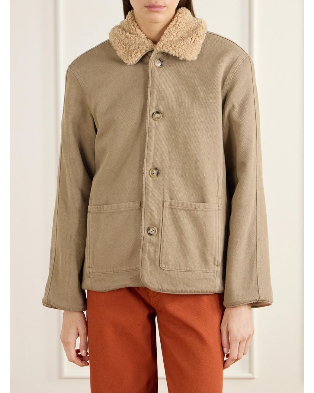 Still Here Natural Plush And Denim Jacket