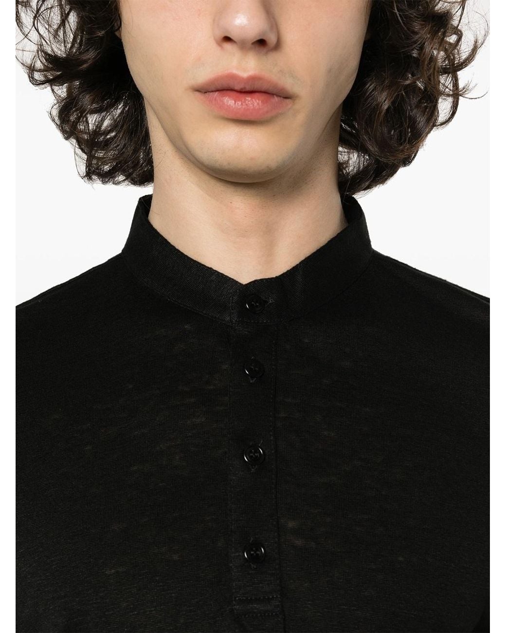 Lardini Black Short Sleeved Mock-Neck T-Shirt for men