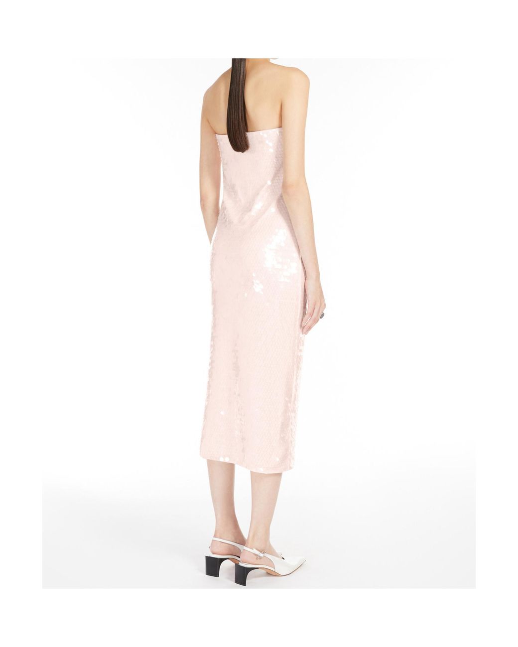 Sportmax White Stemma Sequin Embellished Strapless Dress