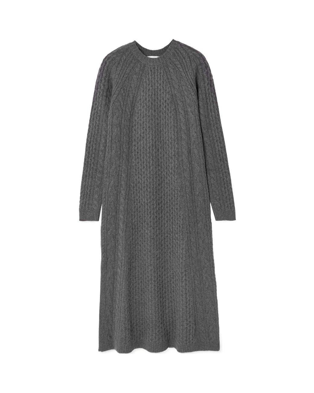 Lisa Yang Gray Nyla Cable-Knit Cashmere Midi Dress