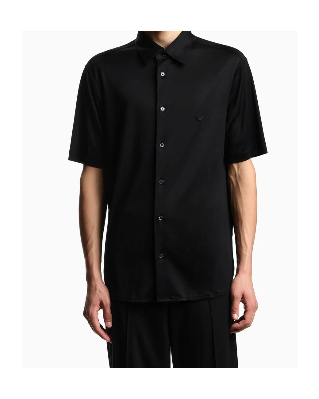 Emporio Armani Black Short-Sleeve Logo Shirt for men