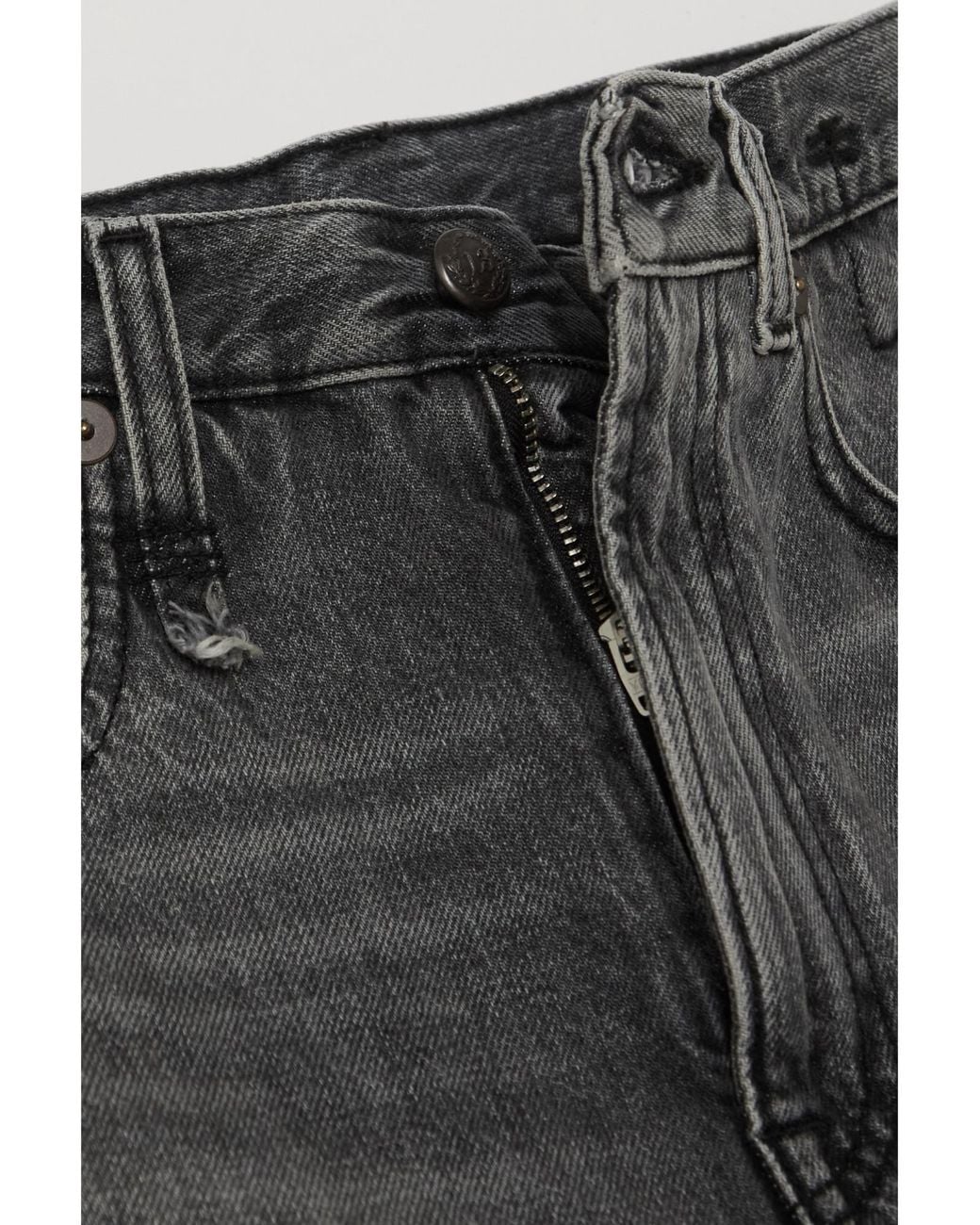 R13 Gray High-Waisted Leather-Paneled Jeans
