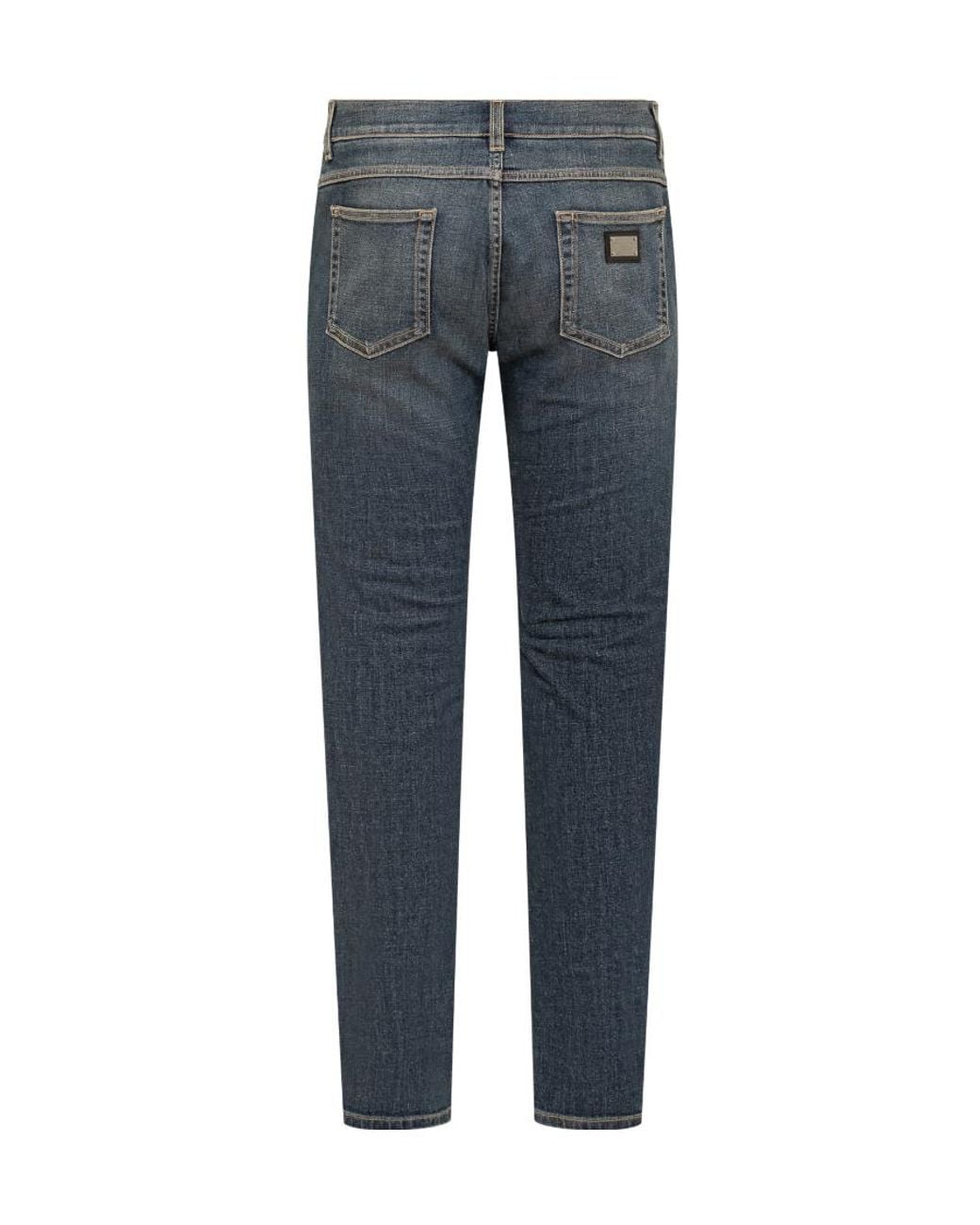 Dolce & Gabbana Blue Logo Plaque Straight-Leg Jeans for men