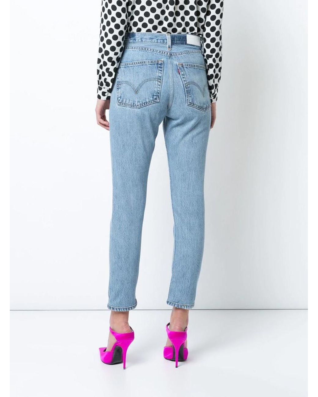 Re/done Blue High-Rise Cropped Jeans