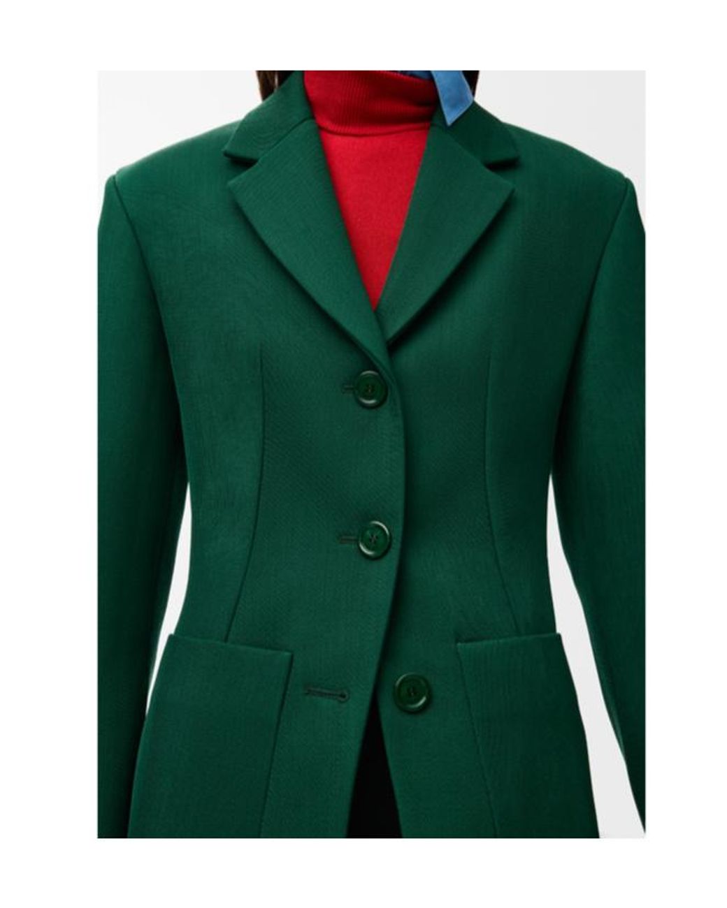 Loewe Green Single-Breasted Patch Pocket Blazer