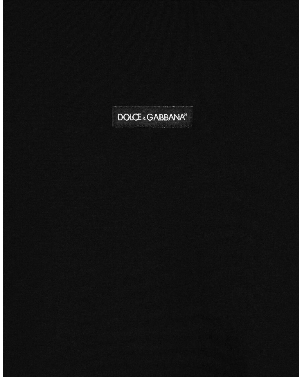 Dolce & Gabbana Black Logo Patch Crewneck T-Shirt for men
