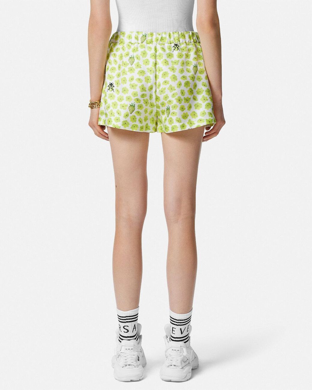 Versace Metallic Floral-Printed Elasticated Waistband Shorts