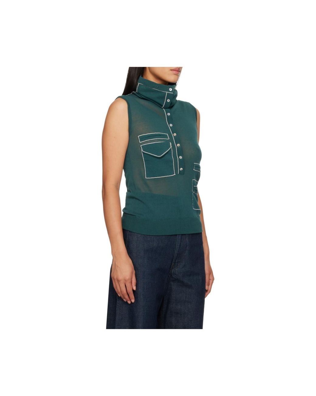 Kiko Kostadinov Green Sleeveless Turtleneck Sweater