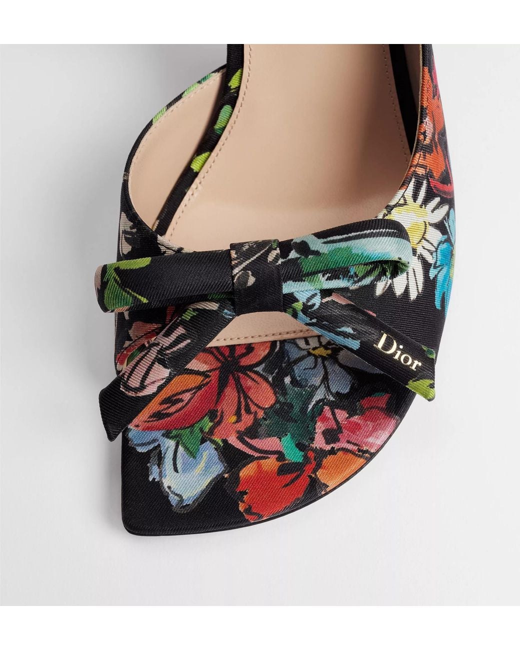 Dior Black Iviera Bow Heeled Slingback Sandal