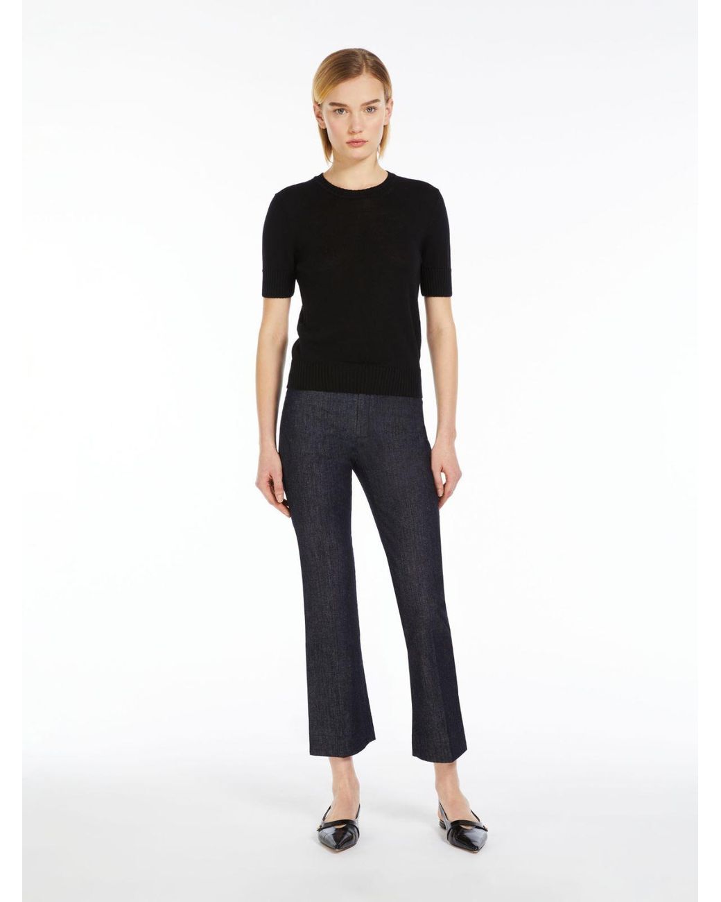Max Mara Blue 'S Straight Leg Cropped Jeans