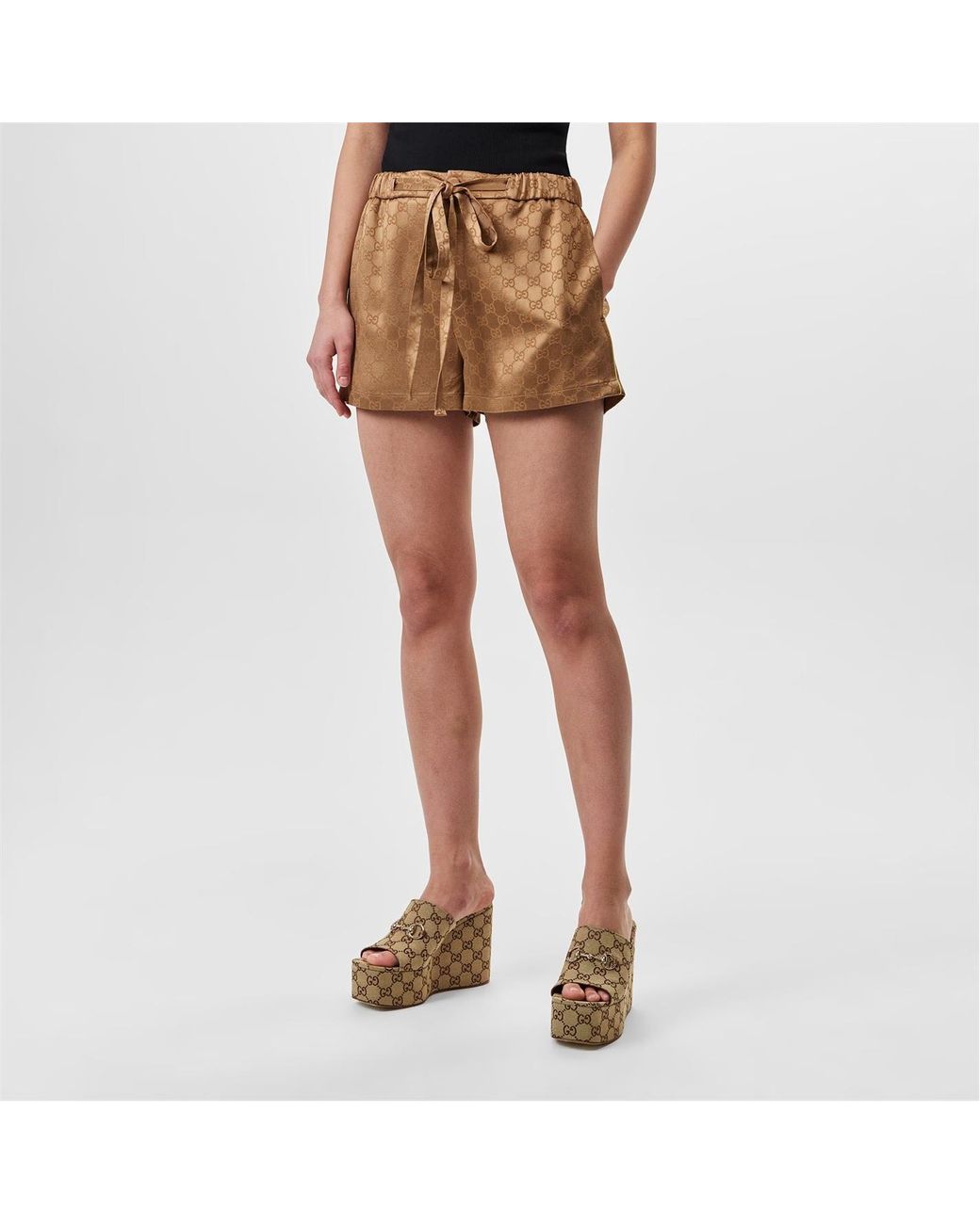 Gucci Brown Gg Silk Shorts