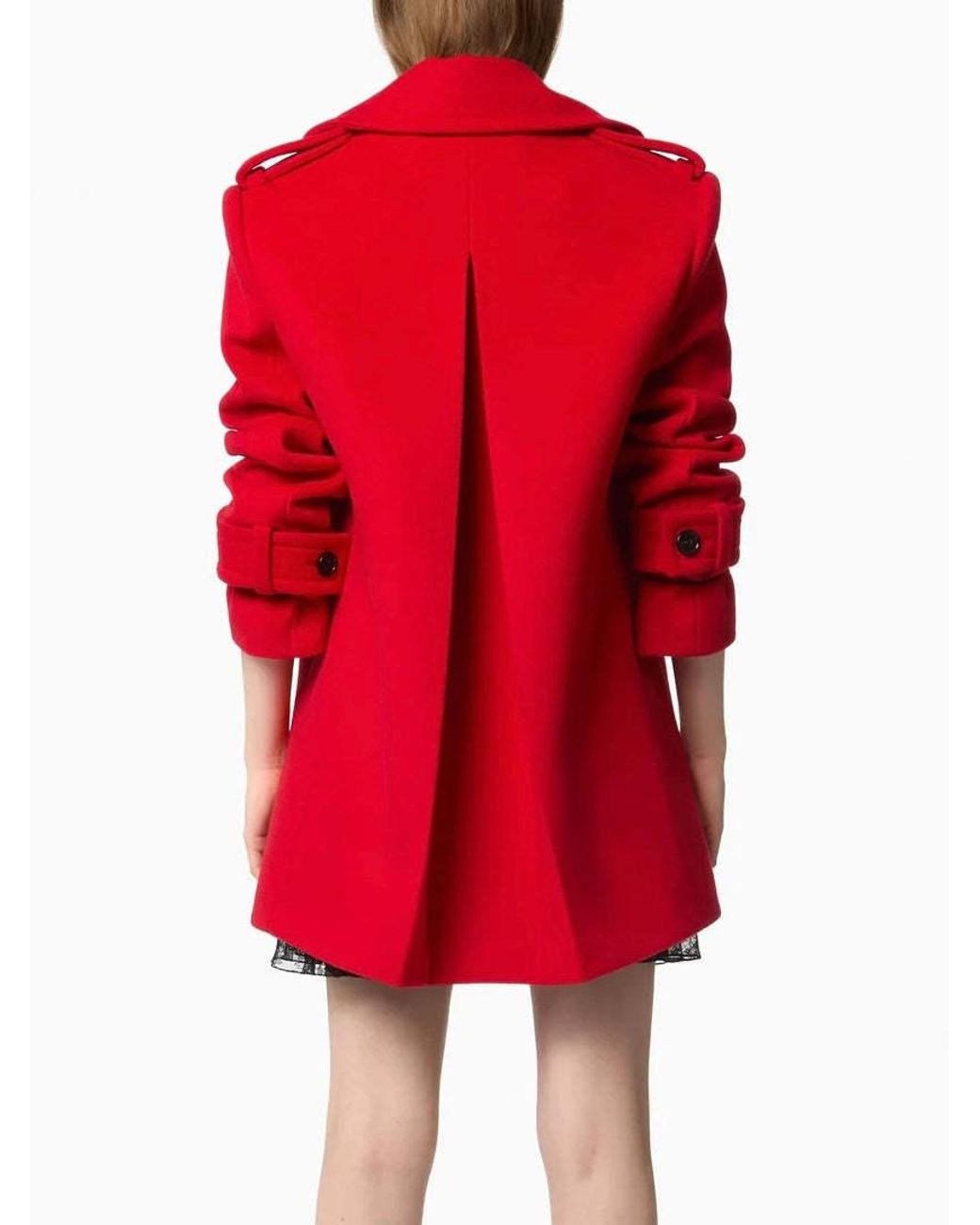 Nina Ricci Red Double-Breasted Peacoat