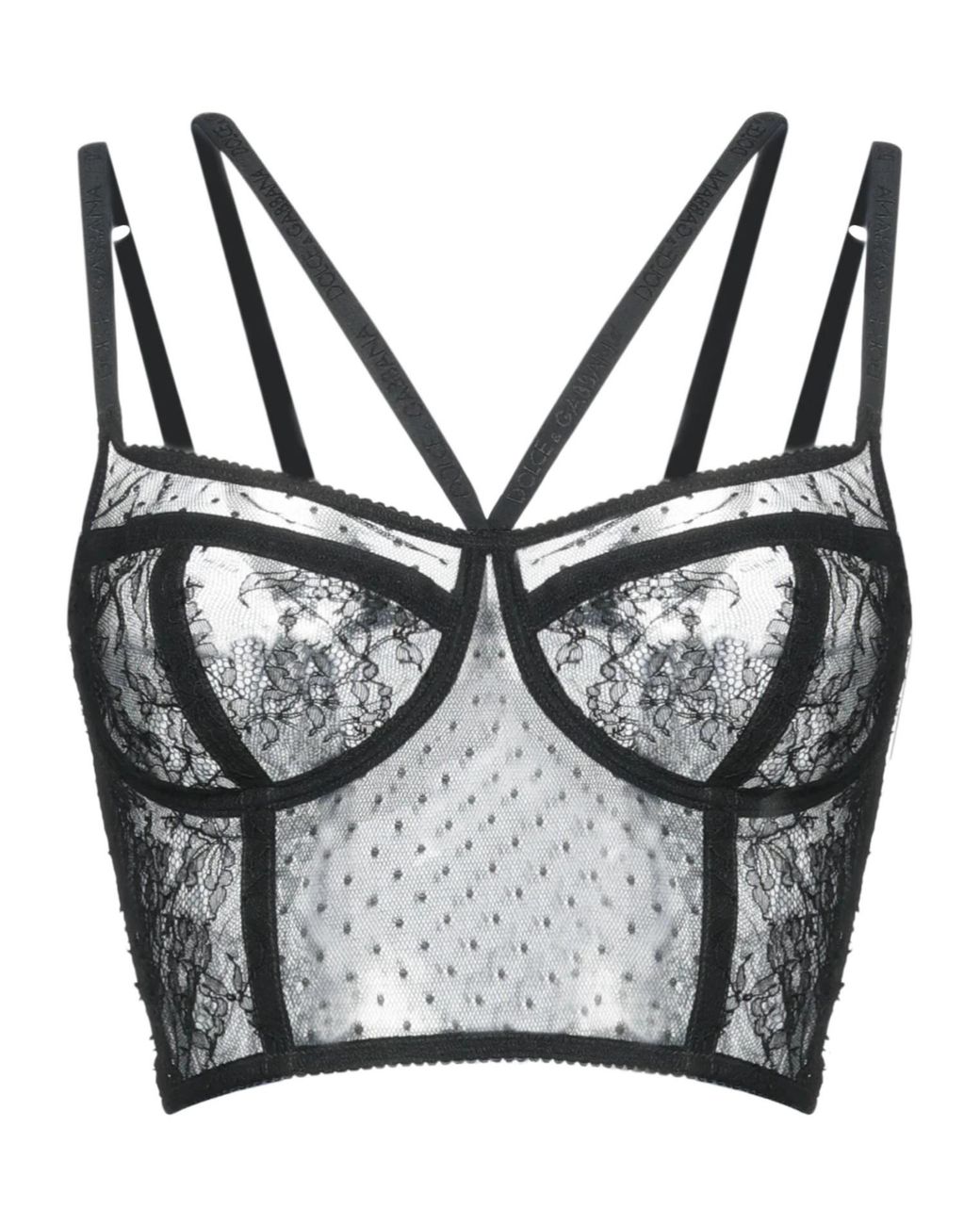 Dolce & Gabbana Gray Lace Unlined Bralette