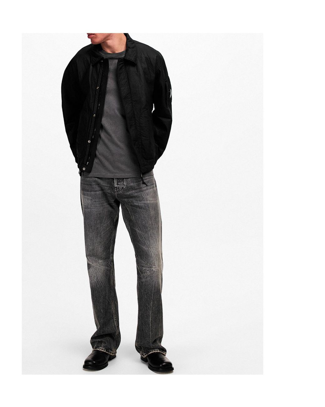 C P Company Black Feltro Bi Film Jacket for men