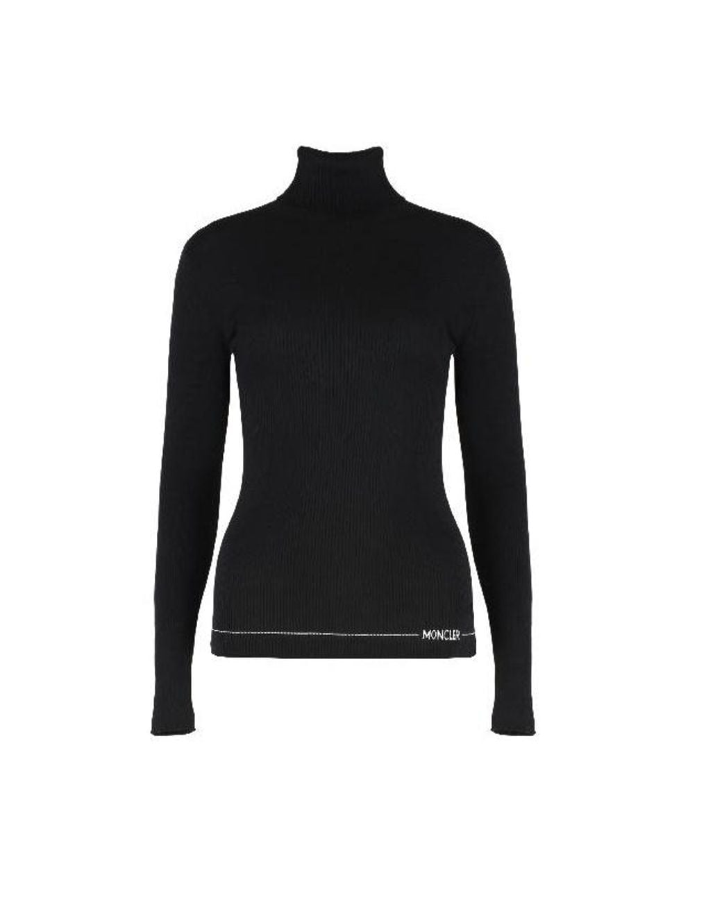 Moncler Black Turtleneck Long Sleeved Knitted Top