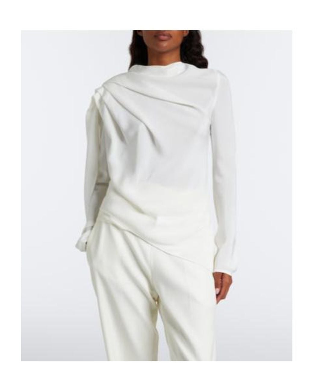 TOVE White Draped Caped Silk Top