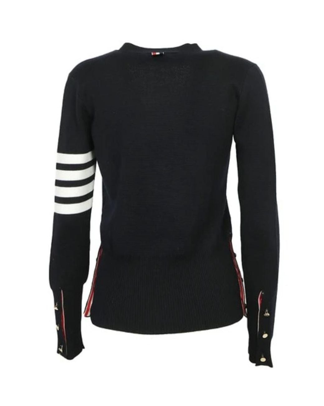 Thom Browne Black 4-Bar V-Neck Cardigan