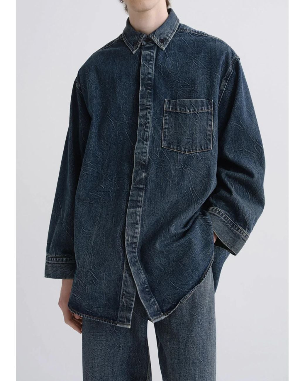 Agolde Blue Patch-Pocket Denim Shirt for men