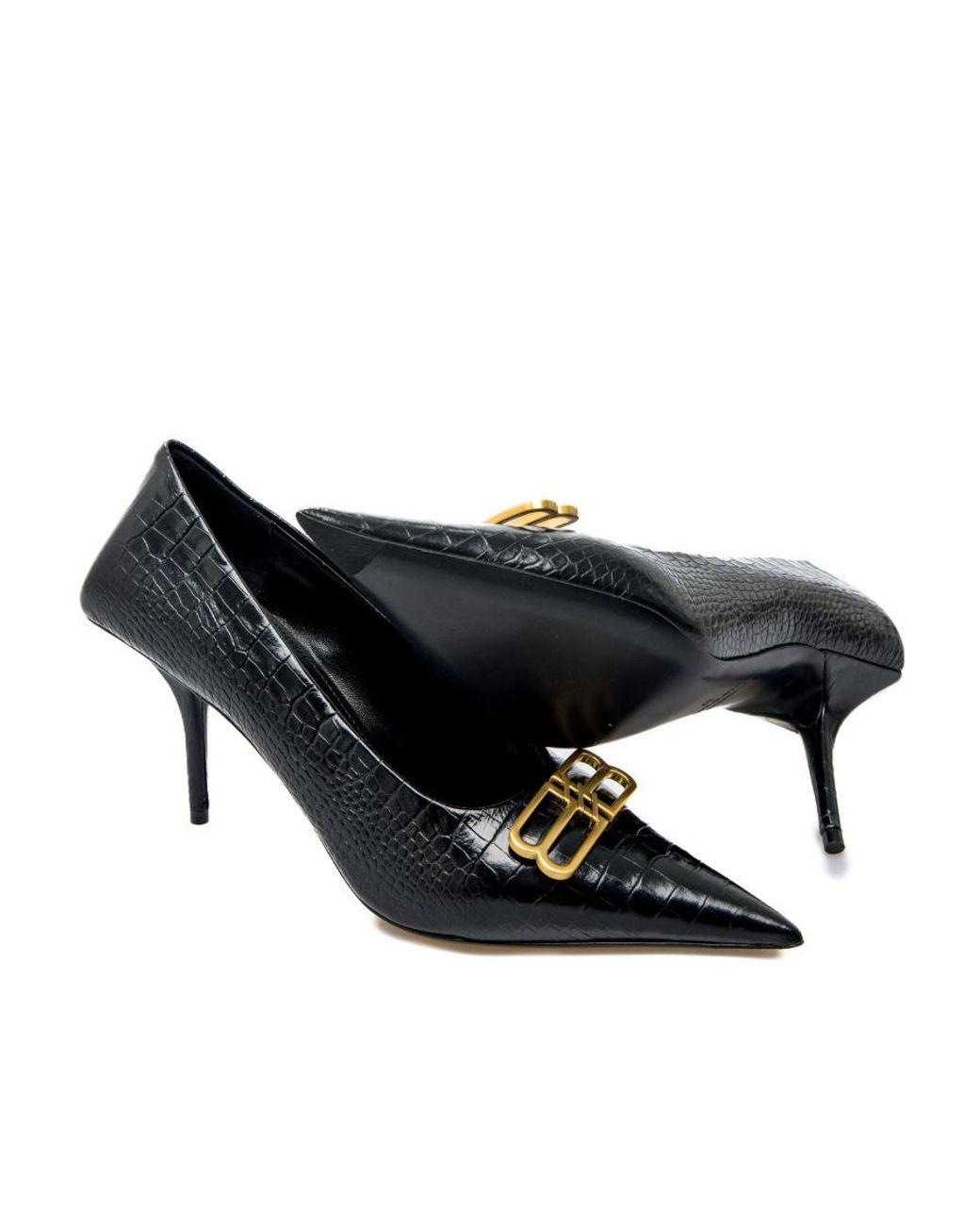 Balenciaga Black Bb Logo Plaque Pointed Toe Pumps