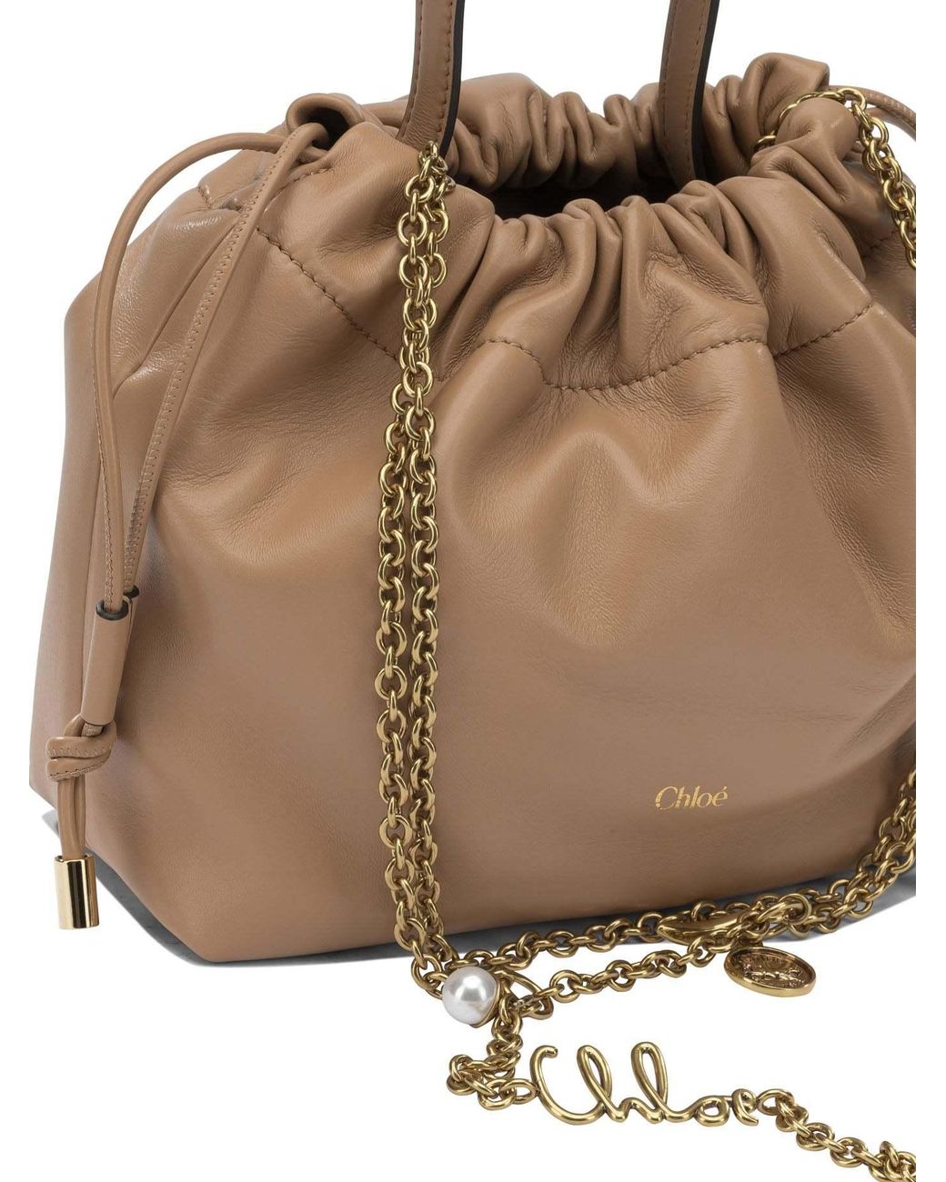 Chloé Brown Chloé Icons Small Drawstring Shoulder Bag