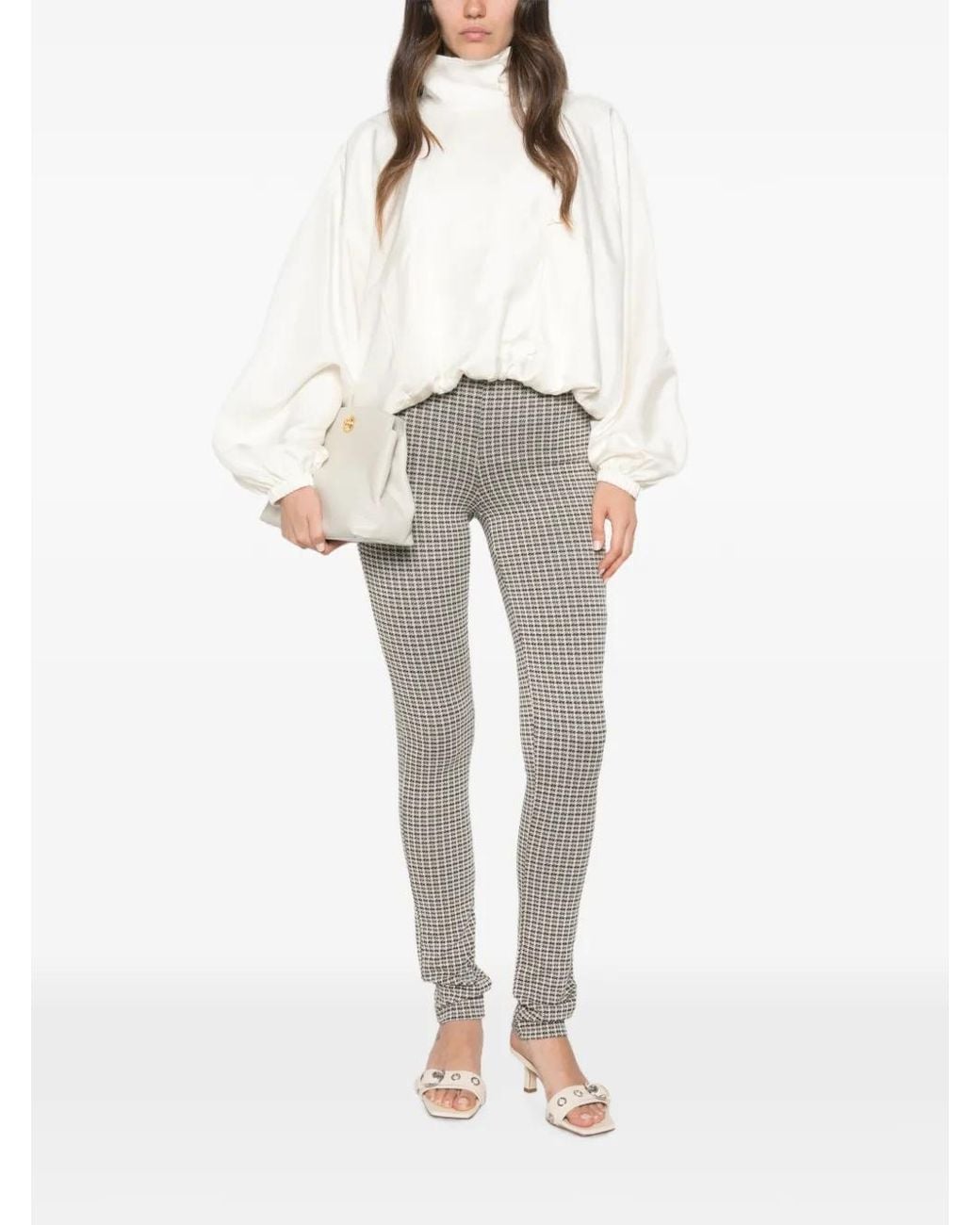Patrizia Pepe Gray Slim-Fit Trousers With Houndstooth Pattern
