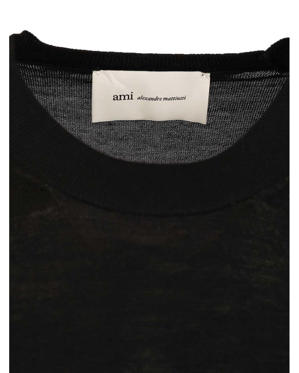 AMI Black Ami Crewneck Ami De Coeur Sweater for men