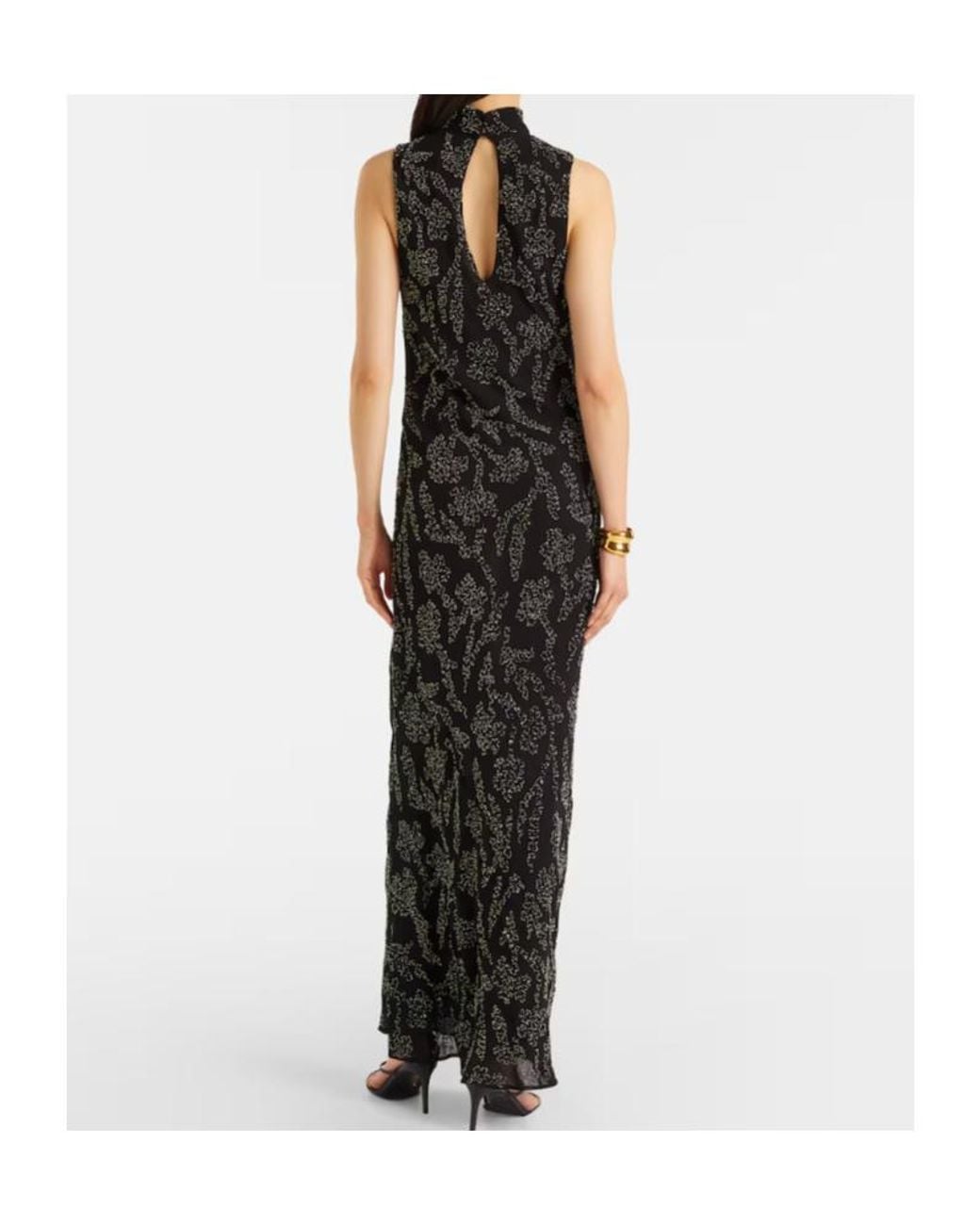 Veronica Beard Black Sylven Beaded Georgette Maxi Dress