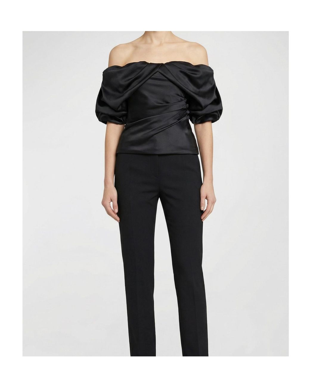 McQueen Black Off-The-Shoulder Draped Top