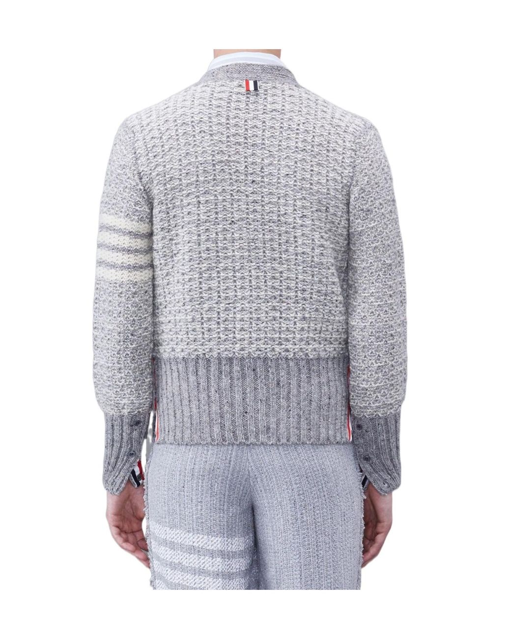 Thom Browne Natural Bar Mélange-Effect Button-Up Cardigan for men