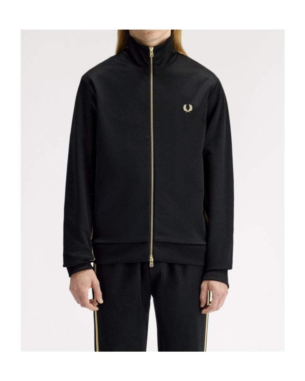 Fred Perry Black Stripe Tape Track Jacket for men