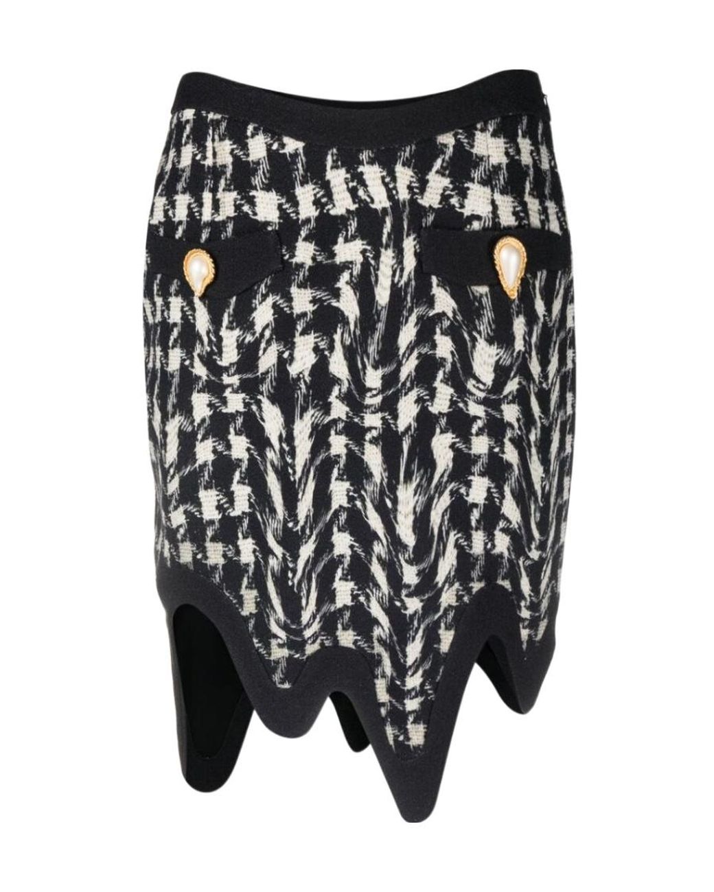 Moschino Black Asymmetric Wool Miniskirt