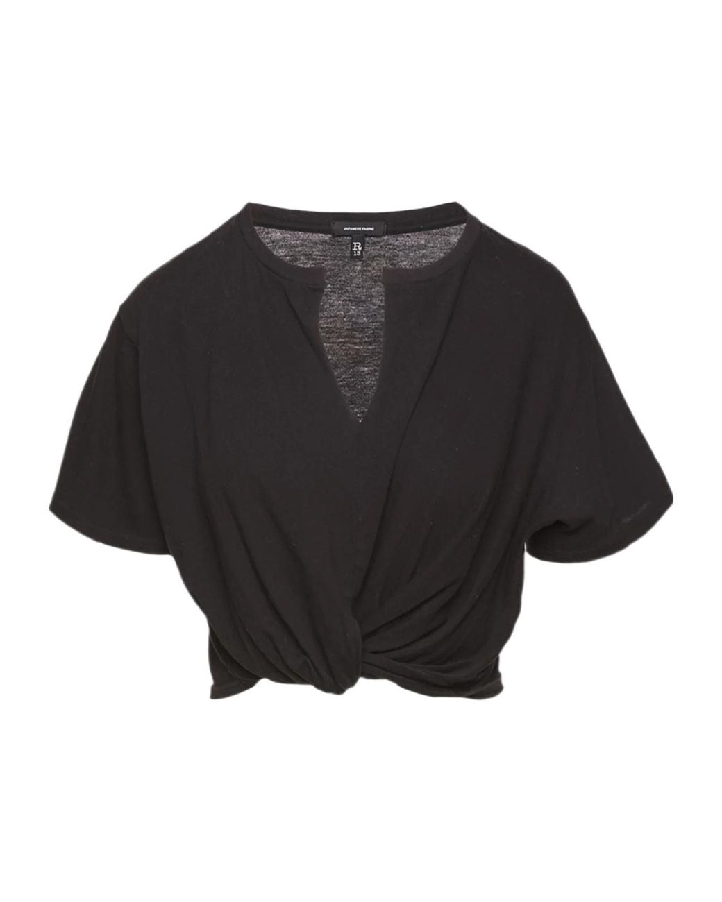 R13 Black V-Neck Twist T-Shirt