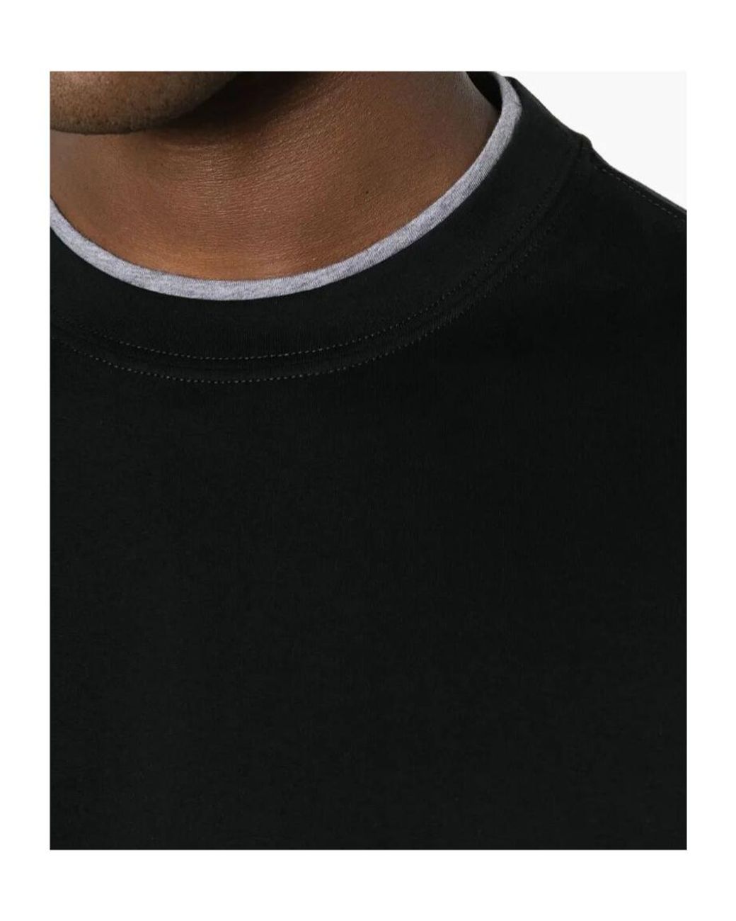Brunello Cucinelli Black Layered-Effect Crewneck T-Shirt for men