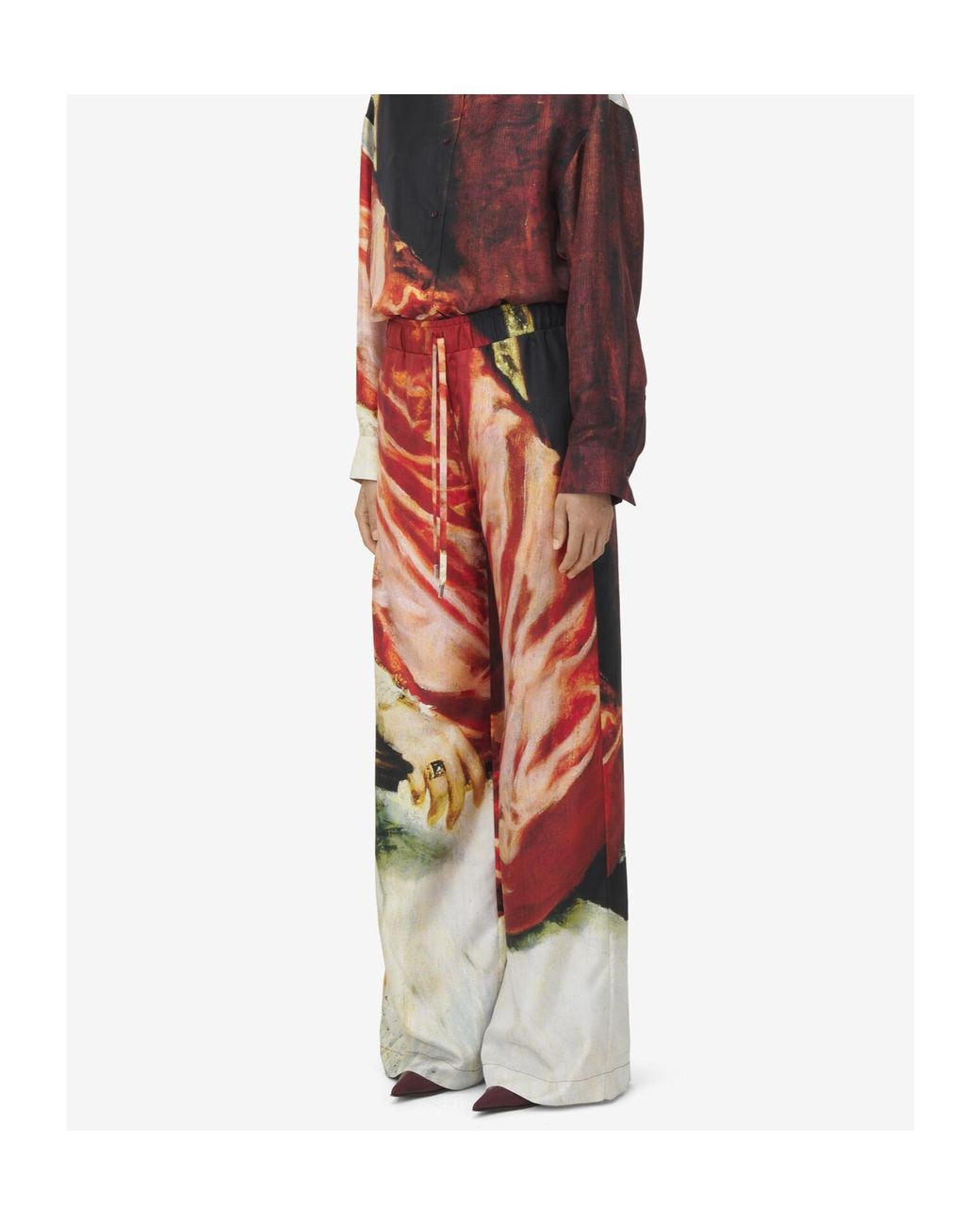 McQueen Red All-Over Printed Trousers