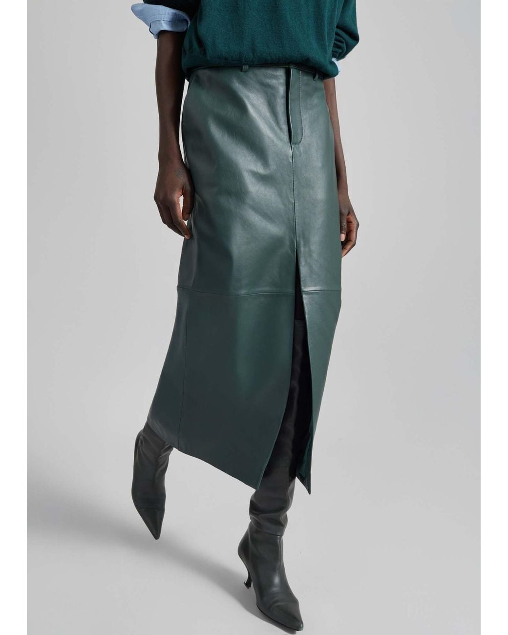 Frankie Shop Gray Maybelle Front-Slit Pencil Skirt
