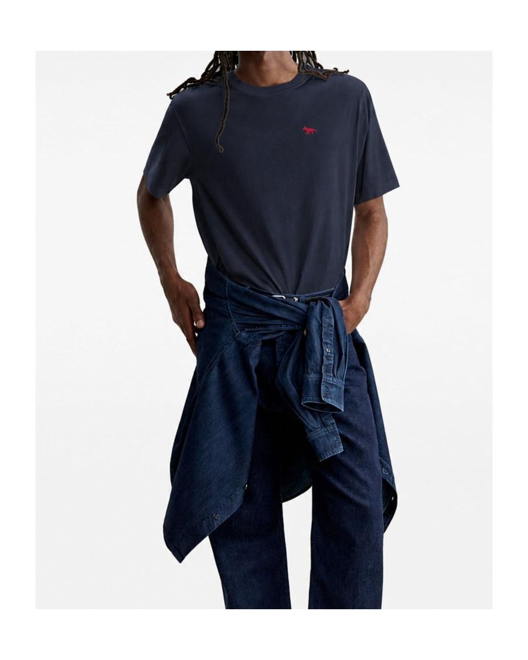 Maison Kitsuné Blue Cotton T-Shirt for men