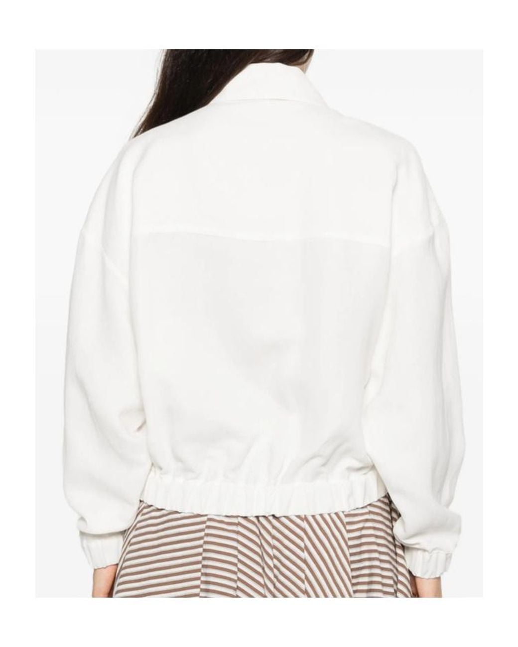 Brunello Cucinelli White Long-Sleeve Casual Jacket