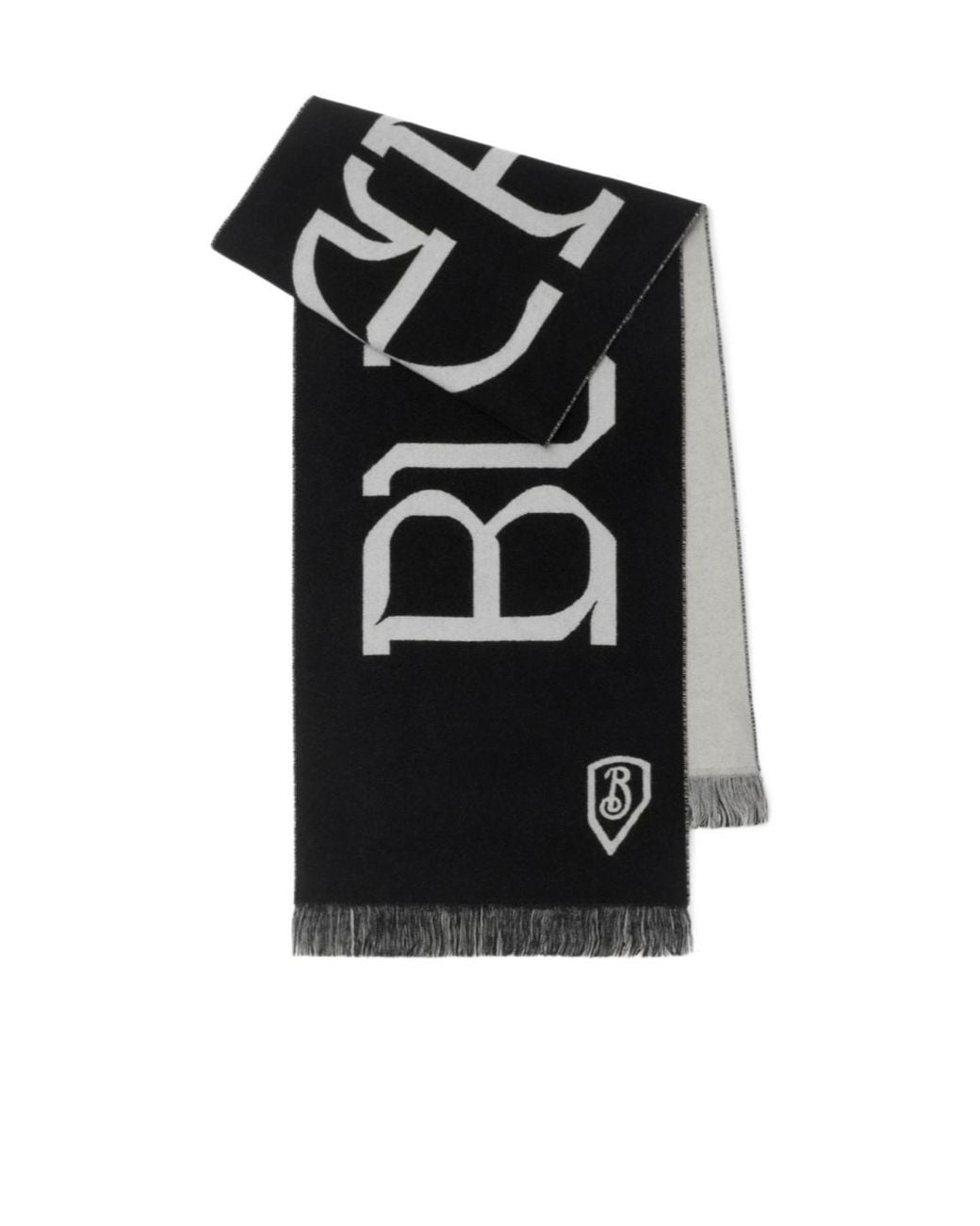 Burberry Black Logo Jacquard Frayed-Edge Scarf for men