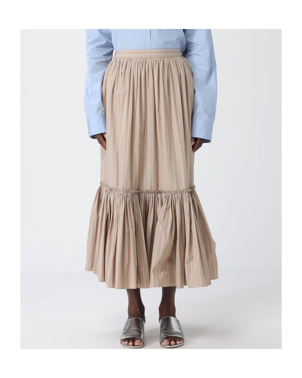 Jil Sander Blue Lightweight Striped Skirt