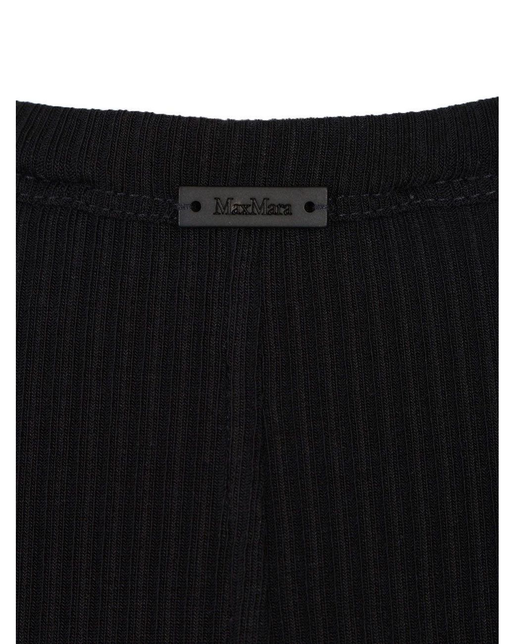 Max Mara Black Salmone Ribbed-Knit Crewneck Top