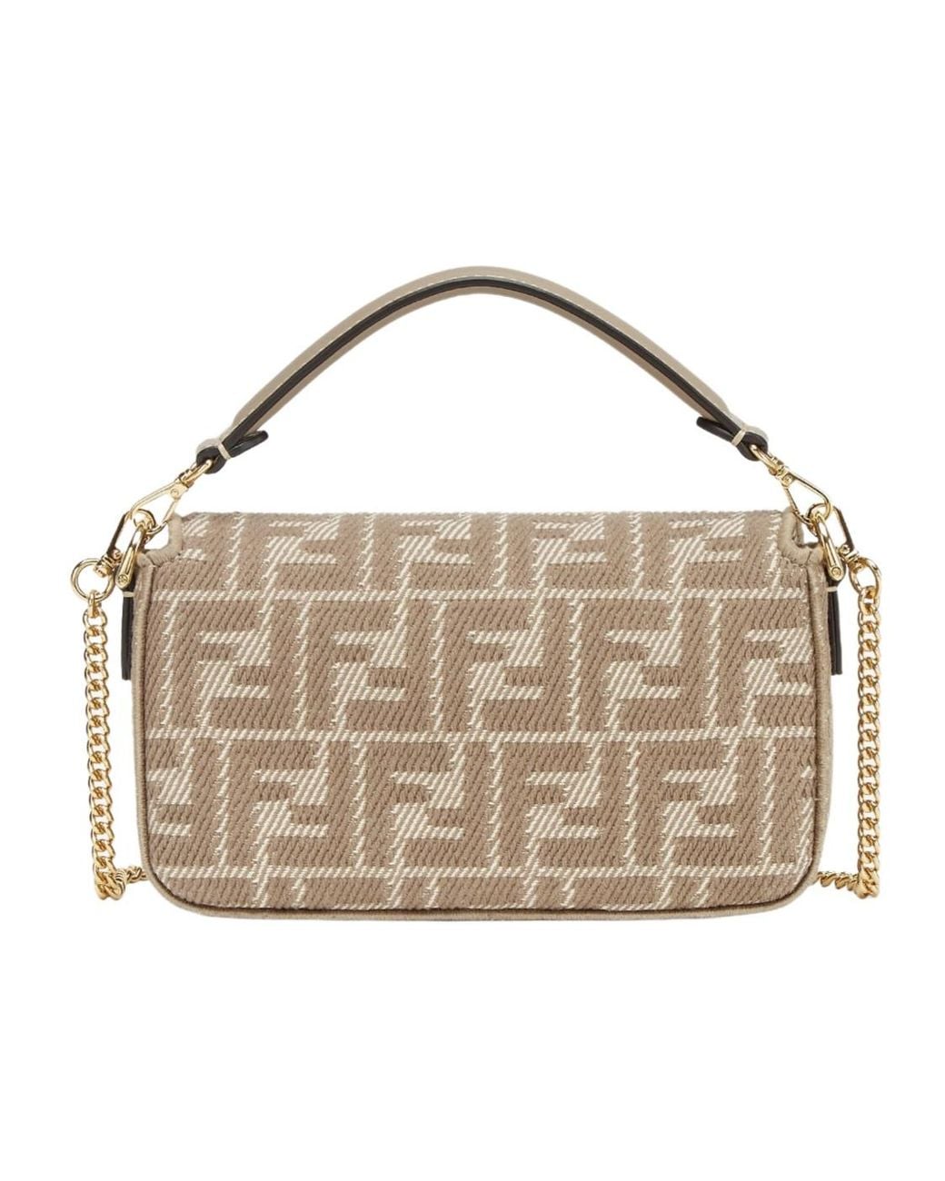 Fendi Metallic Dove Denim-Effect Ff Jacquard Bag